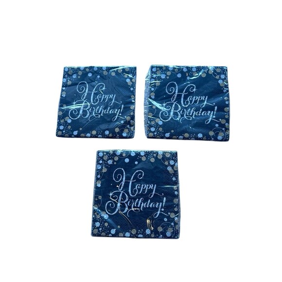 Happy Birthday Black Gold Silver 24 Plates (9") & 3 Packs Matching Napkins - Picture 3 of 5